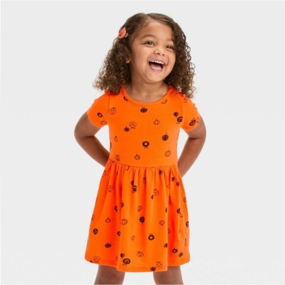 🎃 NWT Cat & Jack 12M Pumpkin Dress - Picture 1 of 15